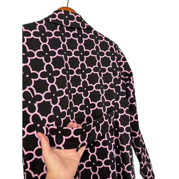 Skirtin Around Jacket Black Pink Floral Print Long Sleeves Pockets Cotton Size 8 - Picture 5 of 11